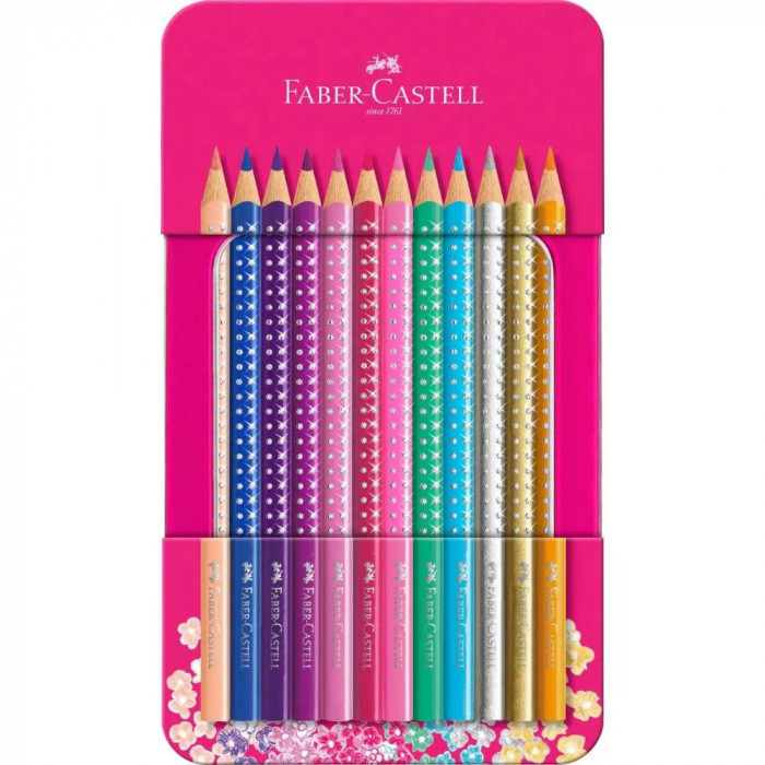 Set Cadou 12 Creioane Colorate Sparkle Faber-Castell, Diverse Culori, Creioane Colorate Set, Creioane Colorate Faber-Castell, Set Creioane Colorate, S