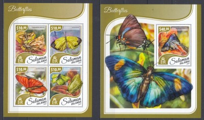 Solomon Islands 2017 - FLUTURI - Sh + S.S. - MNH foto