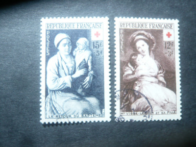 Serie Franta 1953 - Crucea Rosie , 2 valori stampilate foto