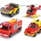 Pompierul sam set 4 vehicule din metal cu elicopter scara 1:64