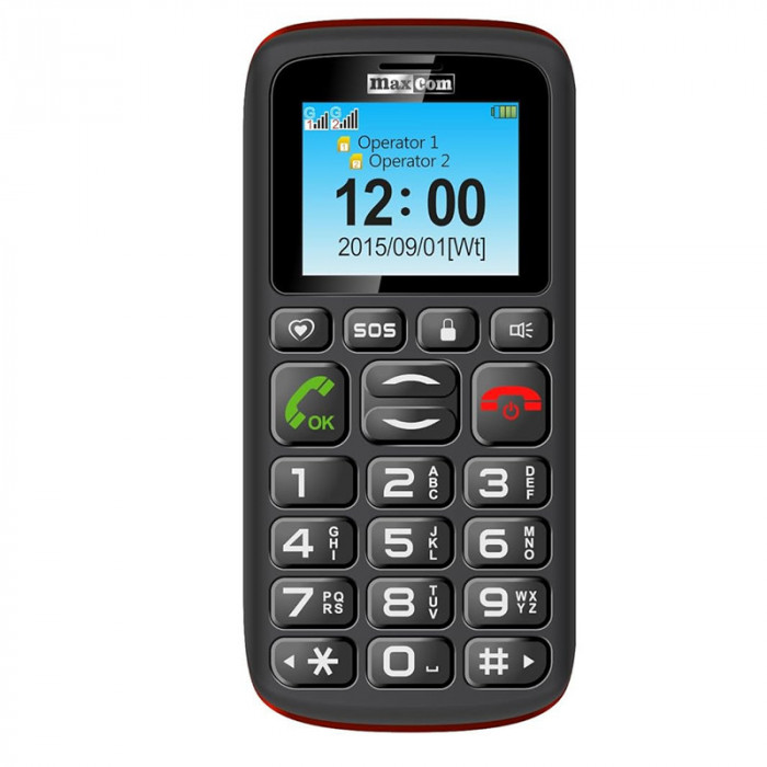 Telefon Maxcom Comfort MM428BB Dual SIM 1,8 inch, 2G Black+Red