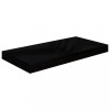 Gossi raft de perete suspendat, negru extralucios, 50x23x3,8 cm, mdf