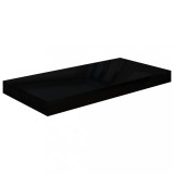 Cumpara ieftin Raft de perete suspendat, negru extralucios, 50x23x3,8 cm, MDF