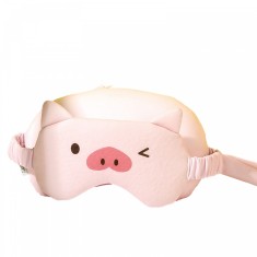 Masca de dormit, Flippy, 2 in 1, cu Tetiera, din Particule de Spuma si Bumbac, Model Porc, Roz foto