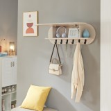 Cuier de perete Vilkon bej cu raft, 6 carlige si compartiment