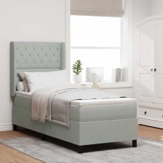 vidaXL Pat cu boxă spring LED și saltea Argyle Gri deschis 80 x 200 cm