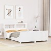 VidaXL Cadru de pat fără saltea, alb, 135x190 cm, lemn masiv de pin 3306475