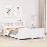 VidaXL Cadru de pat fără saltea, alb, 135x190 cm, lemn masiv de pin