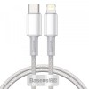 Cablu Date si Incarcare USB-C - Lightning Baseus High Density Braided, 20W, 1m, Alb CATLGD-02, Apple