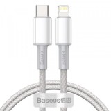 Cablu Date si Incarcare USB-C - Lightning Baseus High Density Braided, 20W, 1m, Alb CATLGD-02, Apple