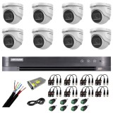 Sistem supraveghere Hikvision 8 camere 4 in 1 8MP, IR 30m, DVR 8 canale 4K 8MP, accesorii