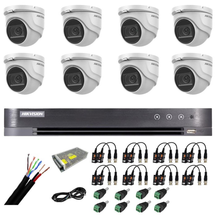 Sistem supraveghere Hikvision 8 camere 4 in 1 8MP, IR 30m, DVR 8 canale 4K 8MP, accesorii SafetyGuard Surveillance