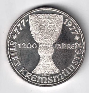 AUSTRIA 100 SCHILLINGS 1977 STIFT KREMSMUNSTER ARGINT STARE AUNC foto
