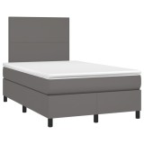 Cumpara ieftin Pat box spring cu saltea, gri, 120x190 cm, piele ecologica