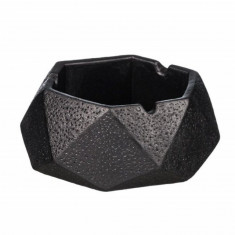 Scrumiera Pufo Black din ceramica, 10 cm, hexagonala, negru foto
