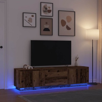 Gossi dulap tv cu lumini led lemn vechi 193,5x41x50 cm foto