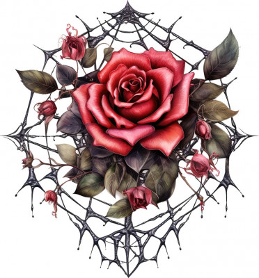 Sticker decorativ, Trandafiri, Rosu, 64 cm, 1343STK-16 foto