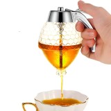 Dozator de Miere, Dispenser fara Picurare, Borcan Tip Fagure, fara Scurgeri, pentru Zahar si Sirop, 15x8 cm, Transparent