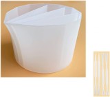 Set cupa de masurare cu 4 bete de amestecare pentru proiecte DIY In Shine, alb, silicon, 220 ml, 5,5 x 8 x 9 cm