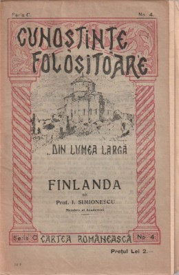 I. SIMIONESCU - FINLANDA ( OAMENI, LOCURI, LUCRURI ) ( 1922 ) foto