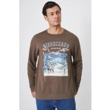 Medicine longsleeve barbati, culoarea maro, cu imprimeu