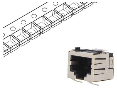 Conector RJ45 soclu 8 PIN Cat 5 ecranat 8p8c SMT foto