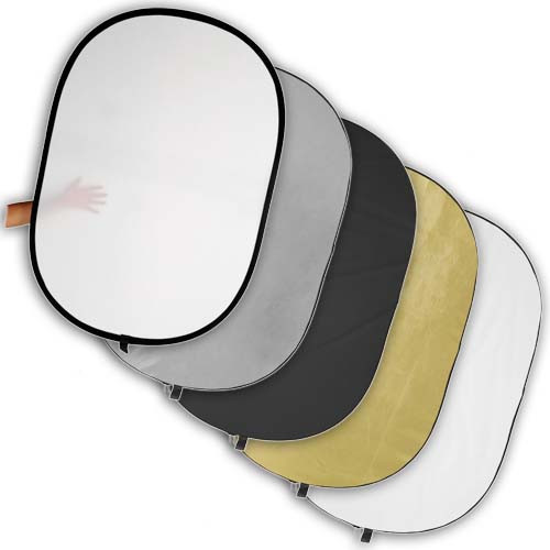 Blenda reflexie-difuzie 5 in 1 difuzie gold silver negru alb ovala 120x180cm