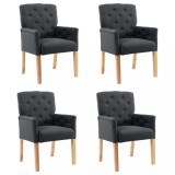 VidaXL Scaune de bucătărie cu brațe, 4 buc., gri, material textil