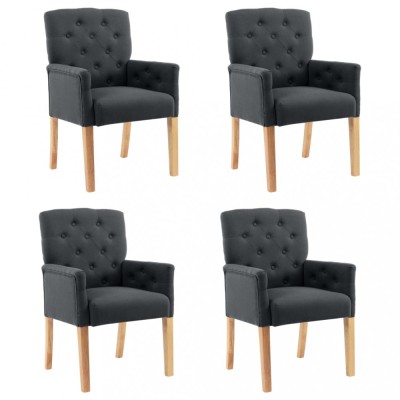 vidaXL Scaune de bucătărie cu brațe, 4 buc., gri, material textil 3058294 foto