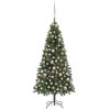 Brad Crăciun artificial pre-iluminat globuri/conuri pin, 180 cm