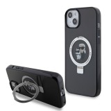 Husa pentru iPhone 15 Plus / 14 Plus - Karl Lagerfeld Hardcase Ring Stand MagSafe (KLHMP15MHMRSKCK) - Karl&amp;Choupette