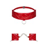 Set Choker si Catuse, Obsessive, Hunteria, rosu lucios, S-L