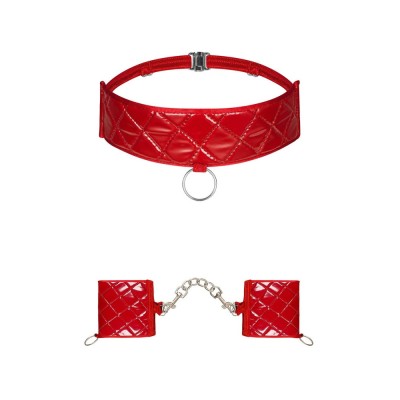 Set Choker si Catuse, Obsessive, Hunteria, rosu lucios, S-L foto