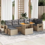 vidaXL Set canapele de grădină, 8 piese, cu perne, bej, poliratan 3327181