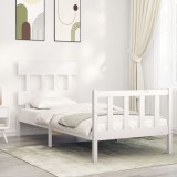 VidaXL Cadru de pat fără saltea, alb, 90x200 cm, lemn masiv pin