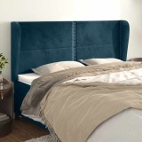 vidaXL Tăblie pat cu urechi albastru &icirc;nchis 203x23x118/128 cm catifea 3117886