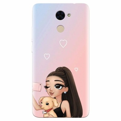 Husa silicon pentru Huawei Enjoy 7 Plus, Selfie With Sweet Dog foto