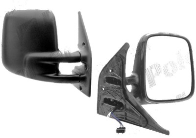Oglinda exterioara VW Transporter (T4)/Caravelle/Multivan 07.1990-03.2003 Partea Dreapta Crom Convex Electrica Cu Incalzire, carcasa neagra, 5 pini, foto