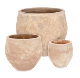 Cumpara ieftin Set 3 ghivece flori teracota maro Minh &Oslash;22x22h; &oslash;32x29h; &oslash;42x38h