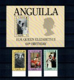 Anguilla 1986 - Regina Elisabeta II, aniversare, serie si colita neuzata