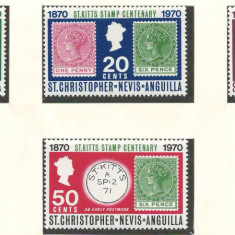 Saint Kitts si Nevis 1970 Mi 222/25 MNH - 100 de ani de timbre