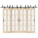 Set feronerie pentru uși glisante, negru, 305 cm, oțel
