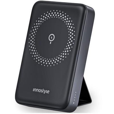 Innostyle Powermag 2In1 Powerbank Cu Inducție Rapidă Pentru Magsafe 10000Mah Stand Negru foto