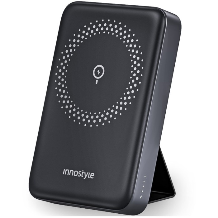 Innostyle Powermag 2In1 Powerbank Cu Inducție Rapidă Pentru Magsafe 10000Mah Stand Negru