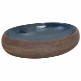 Cumpara ieftin Lavoar de blat, maro si albastru, 59x40x15 cm, ceramica, oval