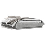 Gossi cadru de pat cu lumini led, gri beton, 160x200 cm