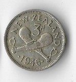 Moneda 3 pence 1946 - Noua Zeelanda, 1,4 g argint 0,500