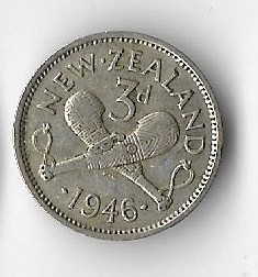 Moneda 3 pence 1946 - Noua Zeelanda, 1,4 g argint 0,500 foto