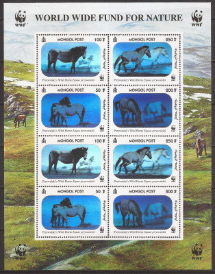 MONGOLIA FAUNA CAI WWF ( bloc dantelat holograma ) MNH foto