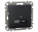 Priza USB PD tip A+C 21W Schneider Sedna antracit SDD114405